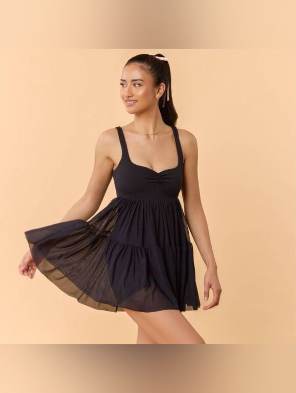 Blogilates Women's Sweetheart Babydoll Dress-Black
